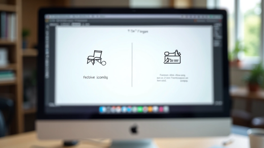 Vergleich von Strich-Icons und gefüllten Icons nebeneinander auf einem Monitor