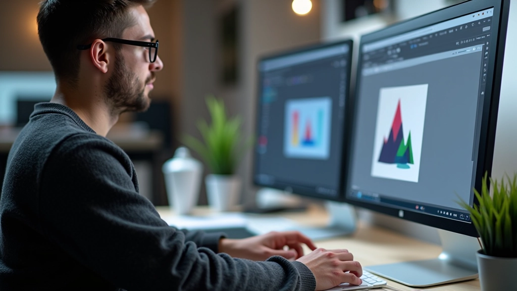 Digitale Werkzeuge und Design-Software auf einem Monitor, Icon-Design-Prozess mit Sketch und Figma