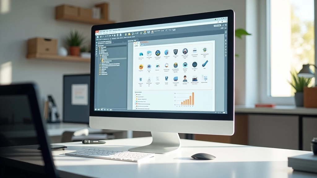 Modernes Icon-Design-System mit verschiedenen Stilen auf einem digitalen Arbeitsbereich